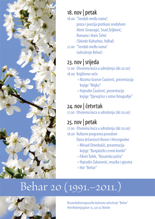 Kulturni program povodom 20-godišnjice udruženja Behar Kulturni program povodom 20-godišnjice udruženja Behar