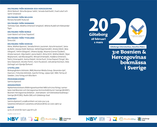 Broschyr för 3:e Bosnien och Hercegovinas bokmässa i Sverige, sidan 1 och 4