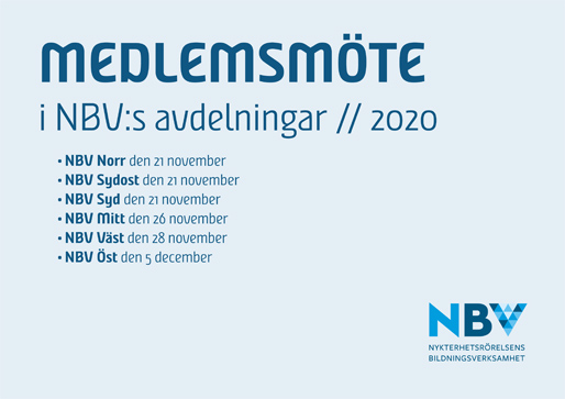 Medlemsmöte i NBV:s avdelningar 2020