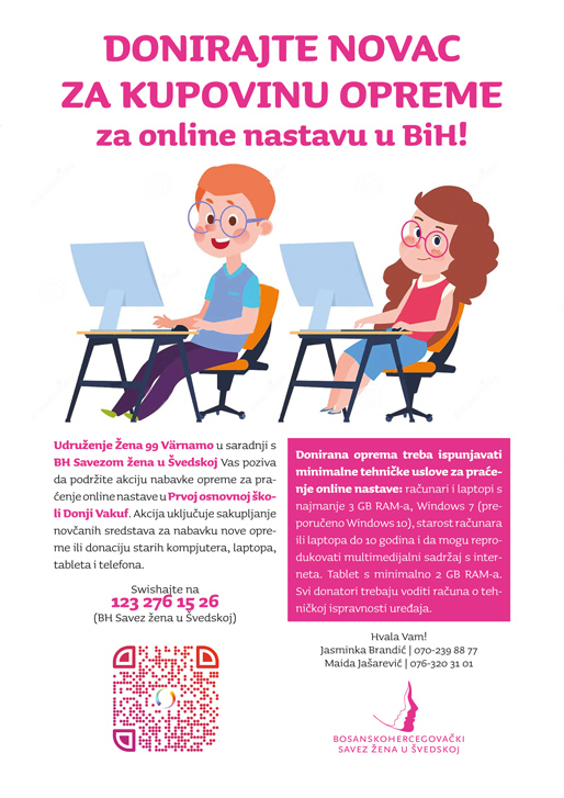 Donirajte novac za kupovinu opreme za online nastavu u BiH!