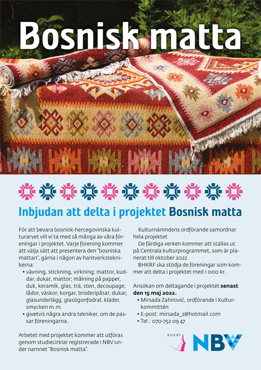 Inbjudan att delta i projektet Bosnisk matta