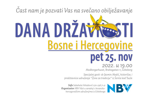 Svečano obilježavanje Dana državnosti Bosne i Hercegovine u Göteborgu